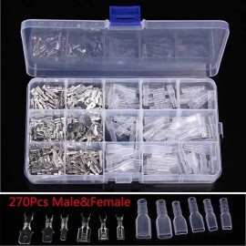 270pcs Electrical Wire Crimp Terminal Connector Male Female Spade Assorted Kit