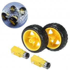 2 Sets DC Gear + Tire Wheel Replacement for Arduino DC 3V-6V Smart Car DIY Project 2pcs DC Electric with 2pcs Plastic Toy Car Tire Wheel