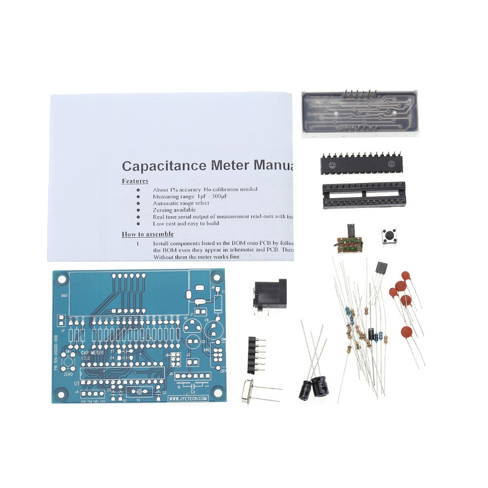 High Precision Digital Capacitance Meter DIY Kit 1pF-500uF Auto Range Switch