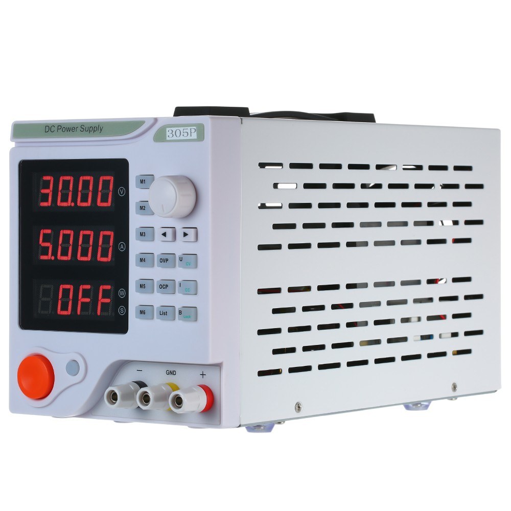 4 Digits Display LED Programmable DC Power Supply High Precision Variable Adjustable 0-30V 0-5A DC Switching Power Supply Digital Regulated Lab Grade DC Regulated Power Supply