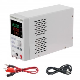 110V 0-30V 0-10A Programmable DC Power Supply Power Regulator 4-digit LED Display Voltage and Current Mini Regulated Power Supply with Alligator Leads