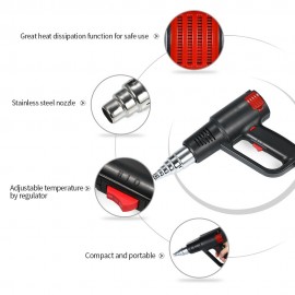 2000W Industrial Fast Heating Hot Air Gun High Quality Handheld Heat Blower Electric Adjustable Temperature Heat Gun Tool